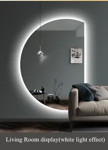 Espelho decorativo de parede, espelho led, meia lua, retroiluminado, alta qualidade, para decoração de casa e hotel