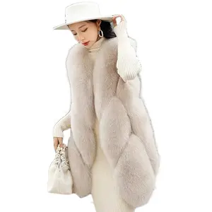 Wholesale Women Outerwear Luxury 100% Genuine Fur Gilet Customized Thick Fashion Real Fox Fur Vest Women