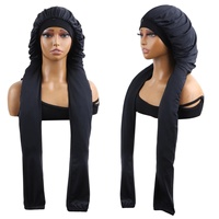 Chapeau de protection pour cheveux dreadlocks de couleur unie, en nylon, quatre saisons, unisexe, élastique, réglable, pantalon et casquette noirs