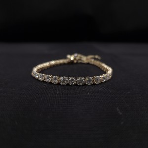 Stylish 14KT Yellow Gold Tennis Diamond <b>Bracelet</b> Women Lightweight Daily Wear Jewelry Elegant Design Gift Ready Shine Finish - Product Image 1