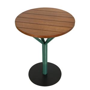 सर्वश्रेष्ठ गुणवत्ता वाले कारखाने ने टेबल अद्वितीय डिजाइन रेस्तरां फर्नीचर गोल ठोस लकड़ी शीर्ष धातु पैर डाइनिंग रूम टेबल - Product Image 6