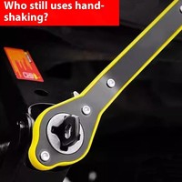 Llave de trinquete universal para gato de coche con mango de acero, accesorio de herramientas manuales domésticas de doble propósito, diseño de joystick que ahorra esfuerzo