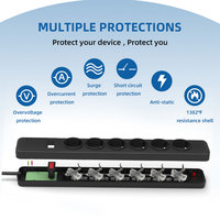 Multiprise intelligente avec protection contre les surtensions, 6/5/8 prises, protection incendie, ABS, couleur personnalisée pour prises AU/EU/US/UK