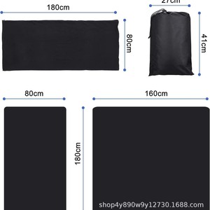 Sac de couchage en polaire Woqi noir rectangulaire, portable, pour le voyage et le camping, couverture pour adulte, utilisation en extérieur, 648g, tissu en polaire - Product Image 5