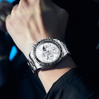 OLEVS 2945 Phase de lune calendrier lumineux petite seconde mode montre à quartz cadeau cadran rond en acier inoxydable montre-bracelet