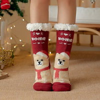 Chaussettes d'hiver en acrylique pour Noël, antidérapantes, tricotées, unisexes, chaussettes de sol, chaussettes de dessin animé personnalisées, taille unique, chaussettes mi-mollet
