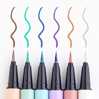 Logo personnalisé 6 couleurs Private Label Shimmer Glitter Eyeliner Waterproof Mineral Liquid Eyeliner Pen Cosmétique Makeup