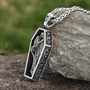 Collana da uomo in acciaio inossidabile 316L, gioielli punk, collana a forma di bara per amanti, ciondolo <span class=keywords><strong>Amore</strong></span> fino alla <span class=keywords><strong>Morte</strong></span>, all'ingrosso - Product Image 5