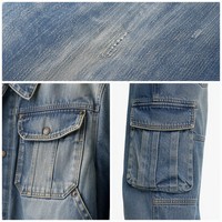 Veste utilitaire en denim délavé vintage 12 oz à multiples poches et jean cargo à jambe large pour femme, tailles OEM XS-5XL
