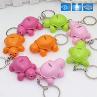 Porte-clés de lumière LED en forme de mini tortue mignonne de cadeau de jouet d'enfants avec l'effet sonore