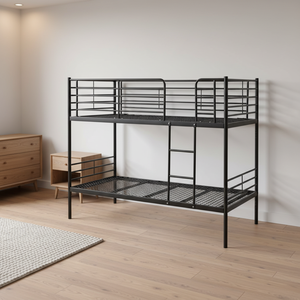 <span class=keywords><strong>Lit</strong></span> superposé moderne <span class=keywords><strong>en</strong></span> métal <span class=keywords><strong>avec</strong></span> échelles jumelles et barrière de sécurité pour garçons, filles, adolescents, enfants, chambre à coucher, école et hôtel - Product Image 4