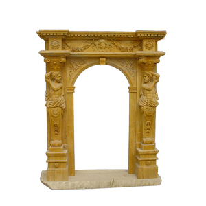 Cadre de <span class=keywords><strong>porte</strong></span> en pierre de granit jaune cintré avec statue d'homme, décoration religieuse occidentale pour la maison - Product Image 1