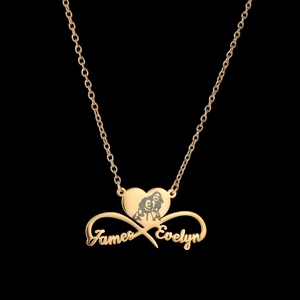 Drop Ship Custom <b>Name</b> Heart Pendant Necklace Gold Plated Personalized Photo Jewelry Gift for Her or Him - Product Image 3