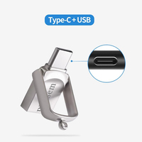 2 in 1 Dual Use Usb Disk Logo Kustom Berkualitas Tinggi Pesanan Grosir Tipe-c Usb Flash Drive Flash Disk Ponsel Metal Flash Drive