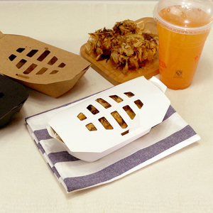 กล่องกระดาษคราฟท์สำหรับบรรจุอาหารแบบนำกลับบ้าน เช่น เฟรนช์ฟรายส์ <span class=keywords><strong>ทา</strong></span><span class=keywords><strong>โกะ</strong></span>ยากิ อาหารจานด่วน พร้อมฟิล์มกันน้ำมันด้านใน ขายส่ง - Product Image 4