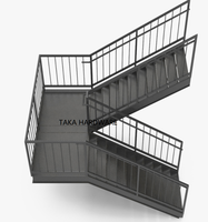 Escalier droit en acier galvanisé plongé chaud extérieur pour le bâtiment commercial