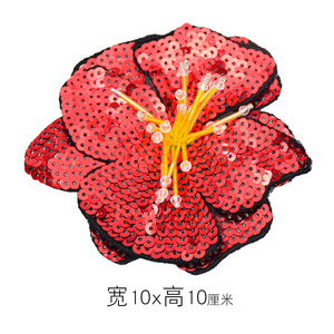 Thời Trang Ăn Mặc Trang Trí Đầy Màu Sắc Hoa Đính Đen Màu Đỏ Organza Thêu 3D Sequined Hoa Vá - Product Image 6