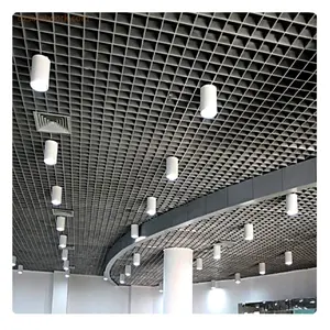 Suspended Aluminum Grid Ceiling Panel Fireproof Metal Slat Aluminum Grille Ceiling Pop False Ceiling Design for Hall Home Mall