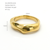 2Pcs PVD 14K Gold Plated 316 Stainless Steel Irregular Textured Classic Women's Ring Set