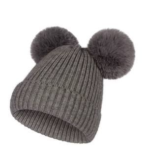 Hiver Automne Chapeau en laine filée Faux Sable Fourrure Boule Double <span class=keywords><strong>Pompon</strong></span> <span class=keywords><strong>Bonnet</strong></span> Tricoté Hommes Femmes <span class=keywords><strong>Bonnet</strong></span> de haute qualité pour la peau - Product Image 1