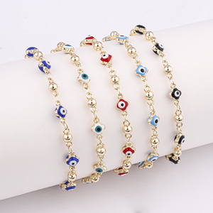 Fabricante Directo, Brazalete de Ojo del Demonio Chapado en Oro de 14K, Trébol Turco Esmaltado, Brazaletes Religiosos de Moda - Product Image 1