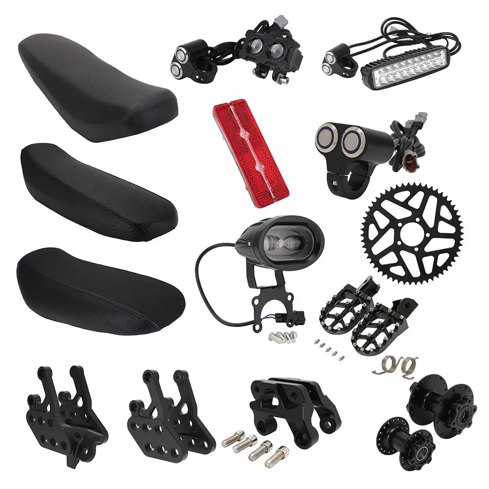 JFG Motorcycles Mx Parts Sur Ron Parts Accessory 64 Teeth Sprockets Long Seat Foot Peg Extension Swingarm Headlight Wheel Hub