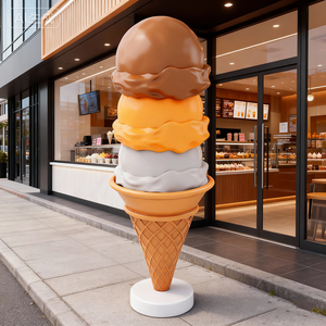 Sculpture géante personnalisée en forme de cornet de glace pour l'entrée d'un magasin de desserts, statue en fibre de verre brillante pour la décoration extérieure des magasins - Product Image 2