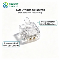 Connecteur RJ45 à corps court CAT6 UTP 8P8C plaqué or pour câble Ethernet réseau Gigabit