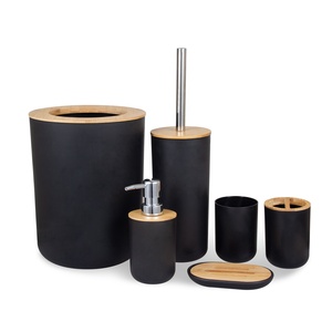 Home decor plastic bathroom accessories set bamboo bathroom accessories set