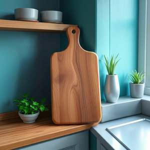 Tabla de cortar de bambú con asa y orificio para colgar, bloque de cortar rectangular de grano natural, multifuncional, apto para lavavajillas - Product Image 1