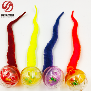 Terdengar interaktif hiburan mainan hewan peliharaan bola ulat ekor berbulu transparan bola suara membuat untuk kucing dalam ruangan hiburan - Product Image 6