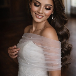 YouLaPan VG73 R da donna in morbida maglia con decorazione a spalla di perle accessori per feste abito da sposa con <span class=keywords><strong>Top</strong></span> <span class=keywords><strong>Bolero</strong></span> a tracolla - Product Image 2