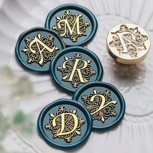 Iris Alphabet Sealing Wax Stamp Heads <b>Brass</b> Engraving <b>Letter</b> Decorative Stamps For Craft And Decoration - Product Image 1