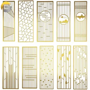 CL128 Interior high-end decorative stainless steel gold brass partition metal screen room divider for living room