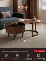 Table basse en bois massif avec plateau en pierre, design moderne et minimaliste pour salon, usage domestique, petits appartements, modèle CJ094