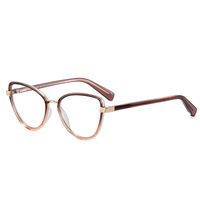 Monture de lunettes optiques œil-de-chat tendance pour femme en TR90 et métal avec charnière à ressort, anti-lumière bleue, motif uni