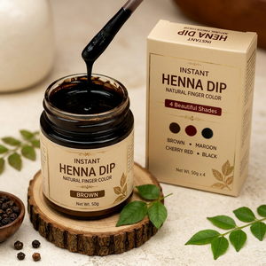 Henna Orgánica Natural para Dedos, Secado Rápido, Color Temporal Mehndi Marrón, Rojo Cereza, Negro, 50ml, Amina - Product Image 1