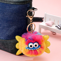 Porte-clés en peluche monstre mignon et coloré, pendentif de sac doux et moelleux pour filles