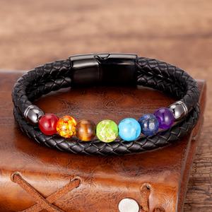 High Quality Wholesale 316L Stainless Steel Custom Fashion <b>Men</b> Gemstone Beads Bracelet - Product Image 5
