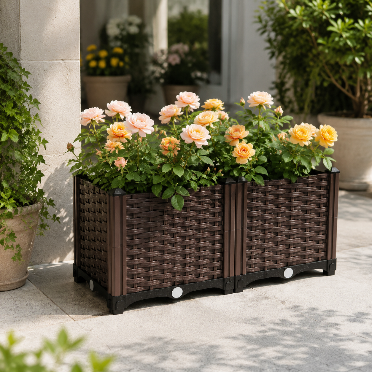 Indoor & Outdoor Plastic Vegetable & Flower Planter Box with Drainage Tray - View 4