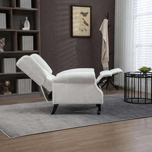 Sillón de salón de lujo de tela blanca, cómodo sillón reclinable <span class=keywords><strong>individual</strong></span> de empuje hacia atrás - Product Image 5