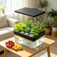 Système de bassin aquaponique intelligent d'intérieur avec lumière de croissance LED, kit de culture hydroponique sans sol à 12 modules pour la maison