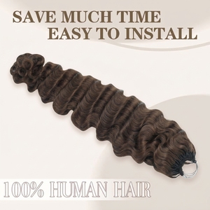 Cheveux humains bouclés birmans doublement étirés FH, pour tresses au crochet, avec nœuds miracle # Tresses en cheveux humains à pointe effilée 4 couleurs pour crochet - Product Image 3