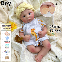 Poupées Reborn Garçon en Silicone Corps Entier Ultra Réalistes avec Grain de Peau, 17 Pouces, pour Collectionneurs et Présentation Artistique - Vente en Gros