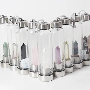 Bpa免费定制商标印花运动玫瑰金玻璃宝石注入水晶瓶
