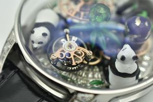 Montre automatique à tourbillon avec bracelet noir et design sculpté Panda - Product Image 4
