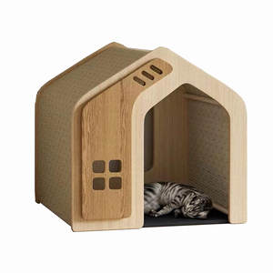 Лидер продаж, дышащий деревянный уличный домик для кошек, товары для домашних животных, деревянный ящик для кошек - Product Image 1
