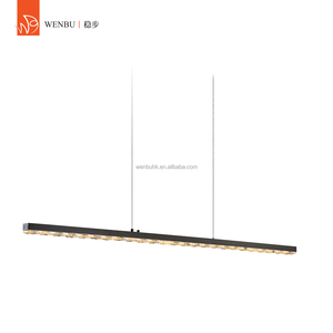 Luminaire suspendu linéaire en cristal bulle en bronze antique brossé pour salle à manger - Product Image 1