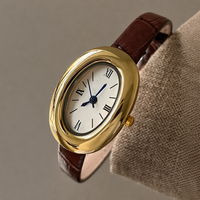 Montre à bracelet en PU pour femme, petit cadran ovale exquis, style britannique vintage, montre à quartz de luxe de niche PRO30