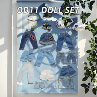 Ensemble de vêtements et de jeans pour poupée miniature OB11, avec shorts, accessoires pour maison de poupée, pour jeunes enfants, échelle 1:12